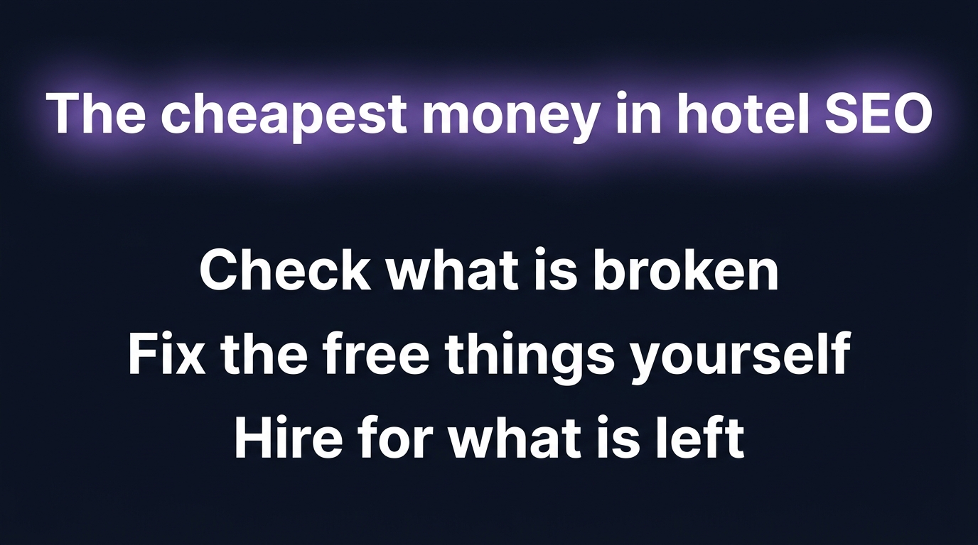 Check what is broken, fix the free things yourself, then hire for what is left
