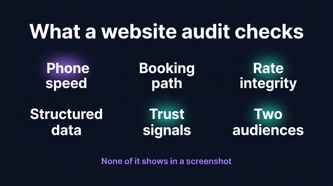 The six areas a hotel website audit checks