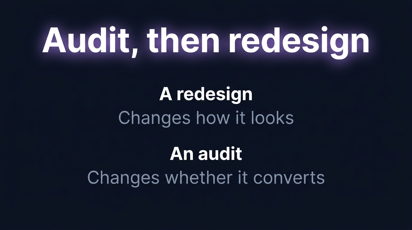 A redesign changes how it looks, an audit changes whether it converts