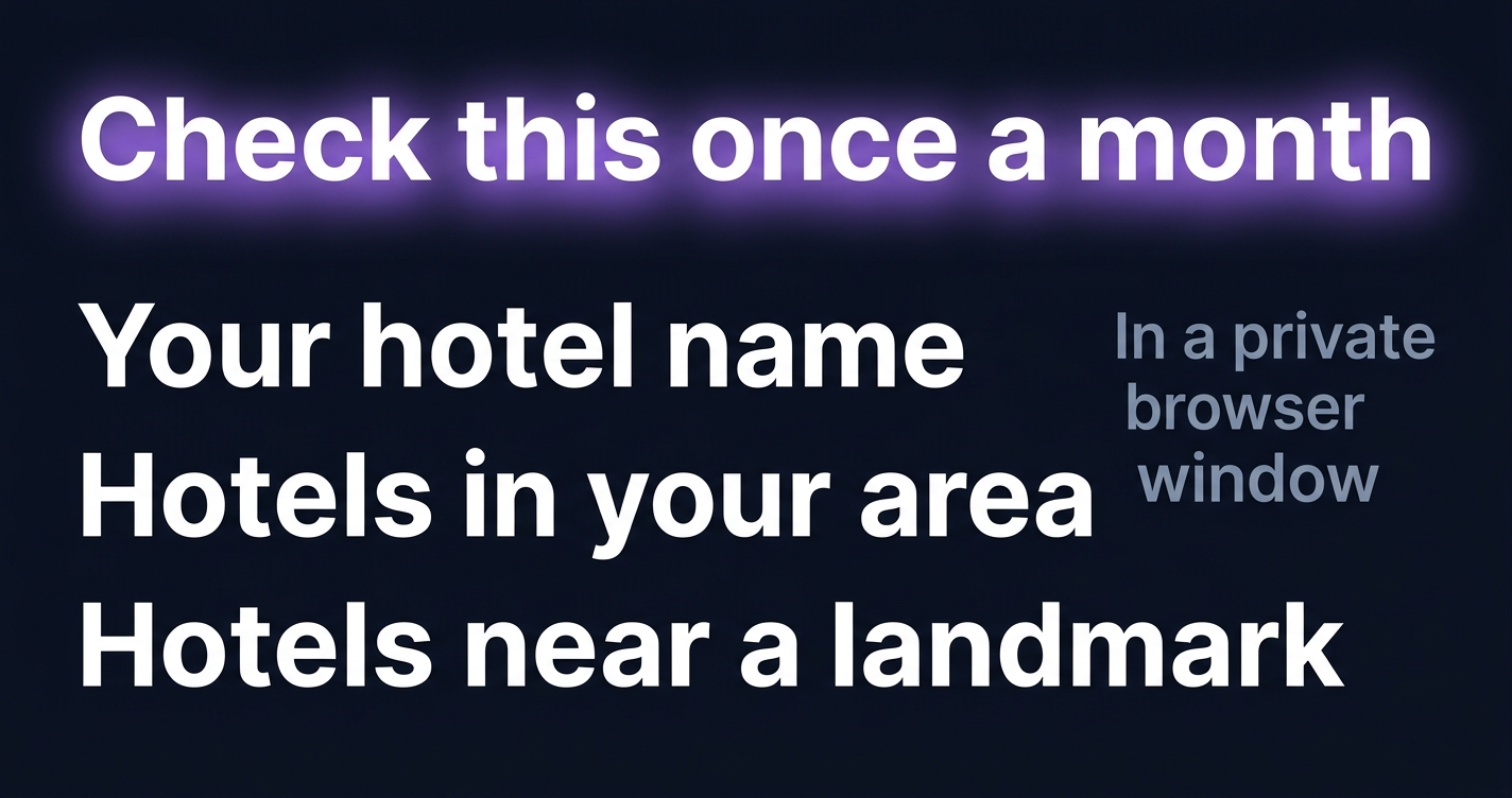 The three searches to run once a month, in a private browser window